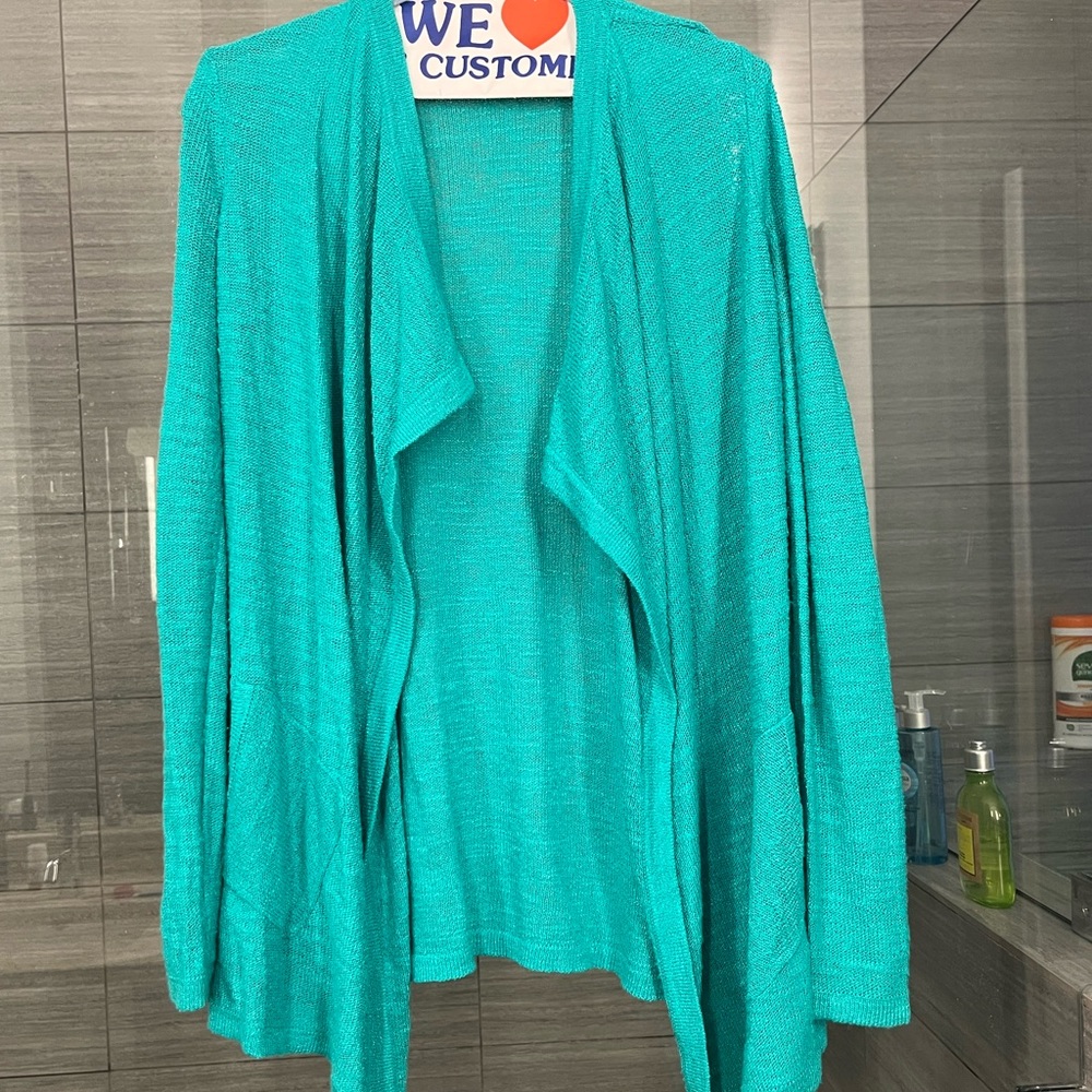 Lilly Pulitzer Open Front Knit Cardigan Sweater Size XS Turquoise Aqua